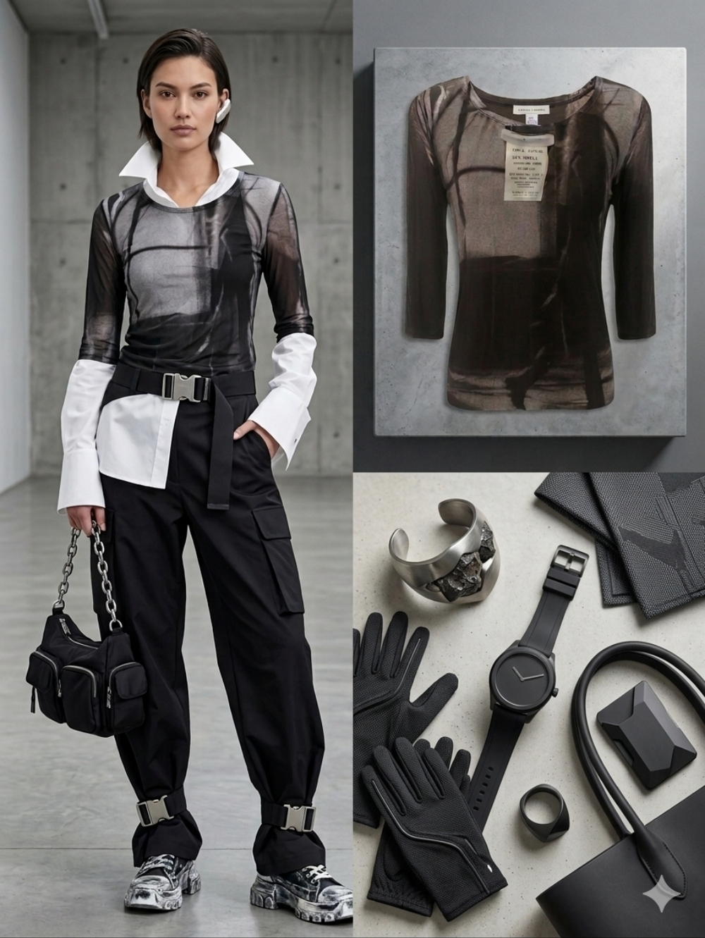 Sarah Pacini Abstract Face Graphic Blouse Size 3 — Dark Academia / Avant-Garde